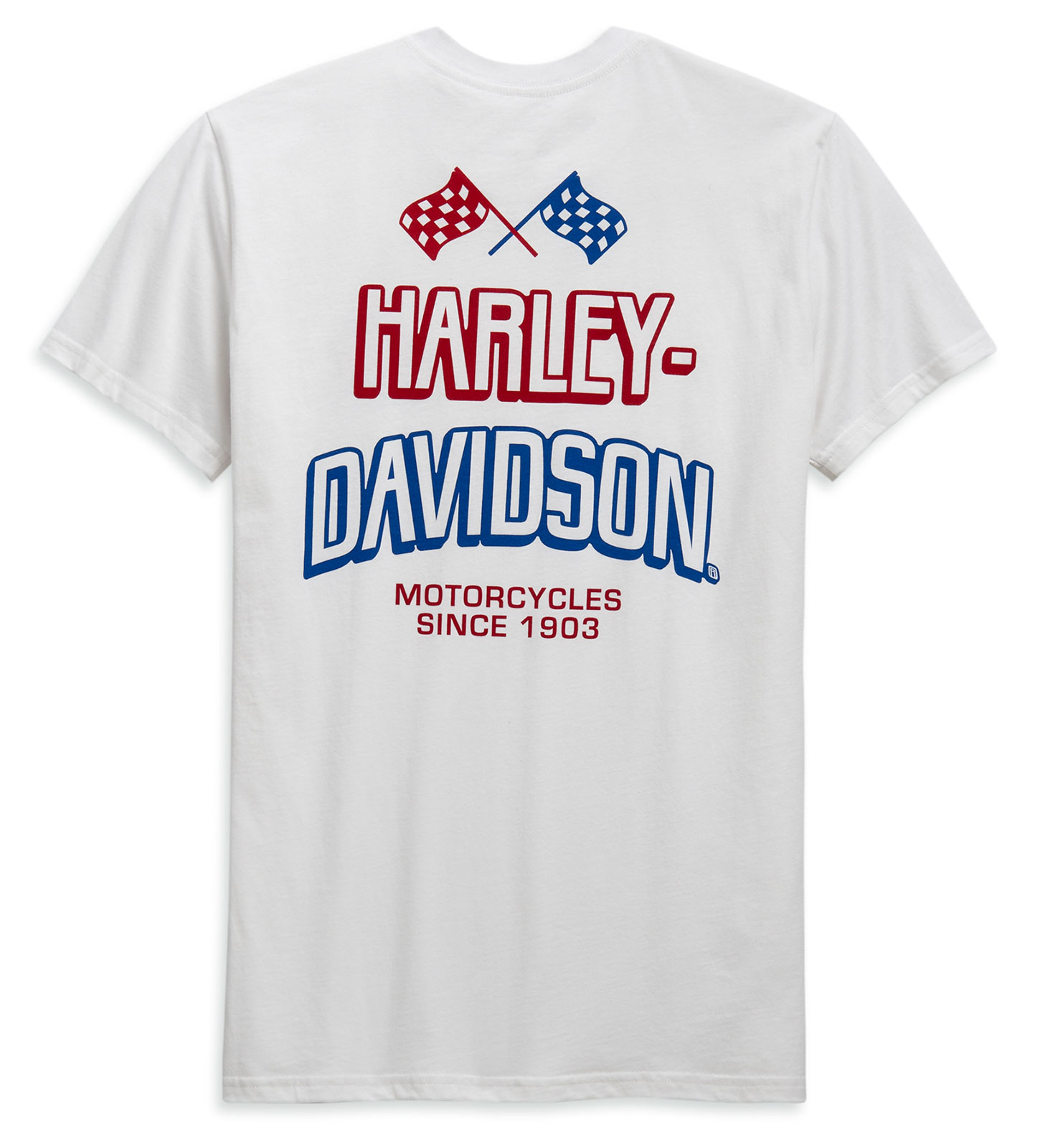 99089 20vh Harley Davidson T Shirt Race Flag Weiss Im Thunderbike Shop