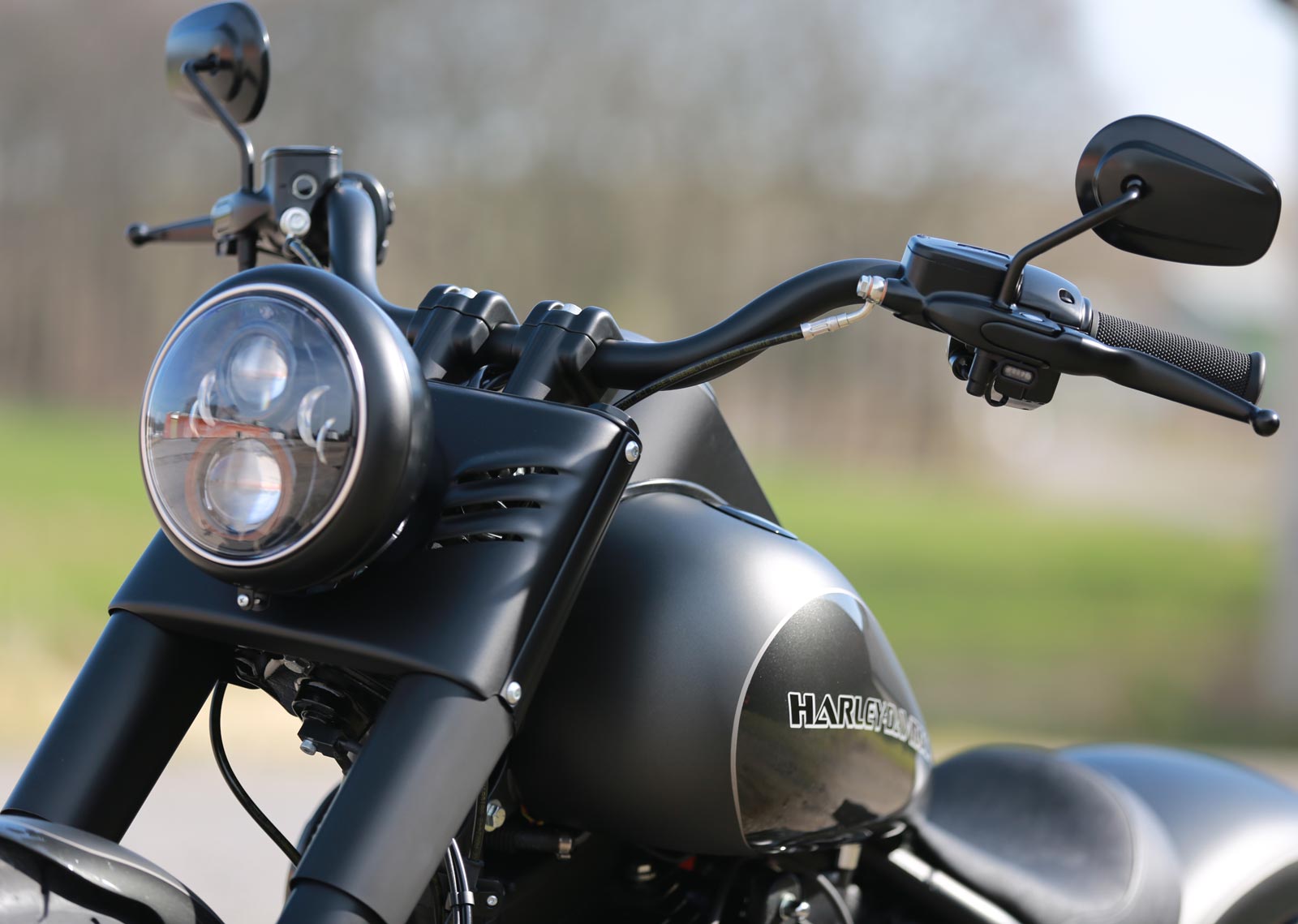 LED Armaturen Lenkerarmatur Blinker für Harley Schwarz getönt universal Motorrad 