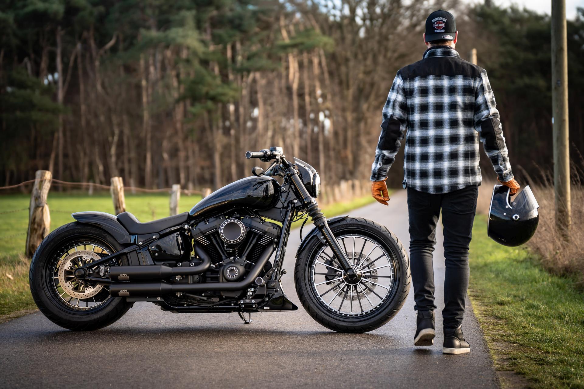 Harley-Davidson Biker Hemdjacke Karo schwarz/creme 