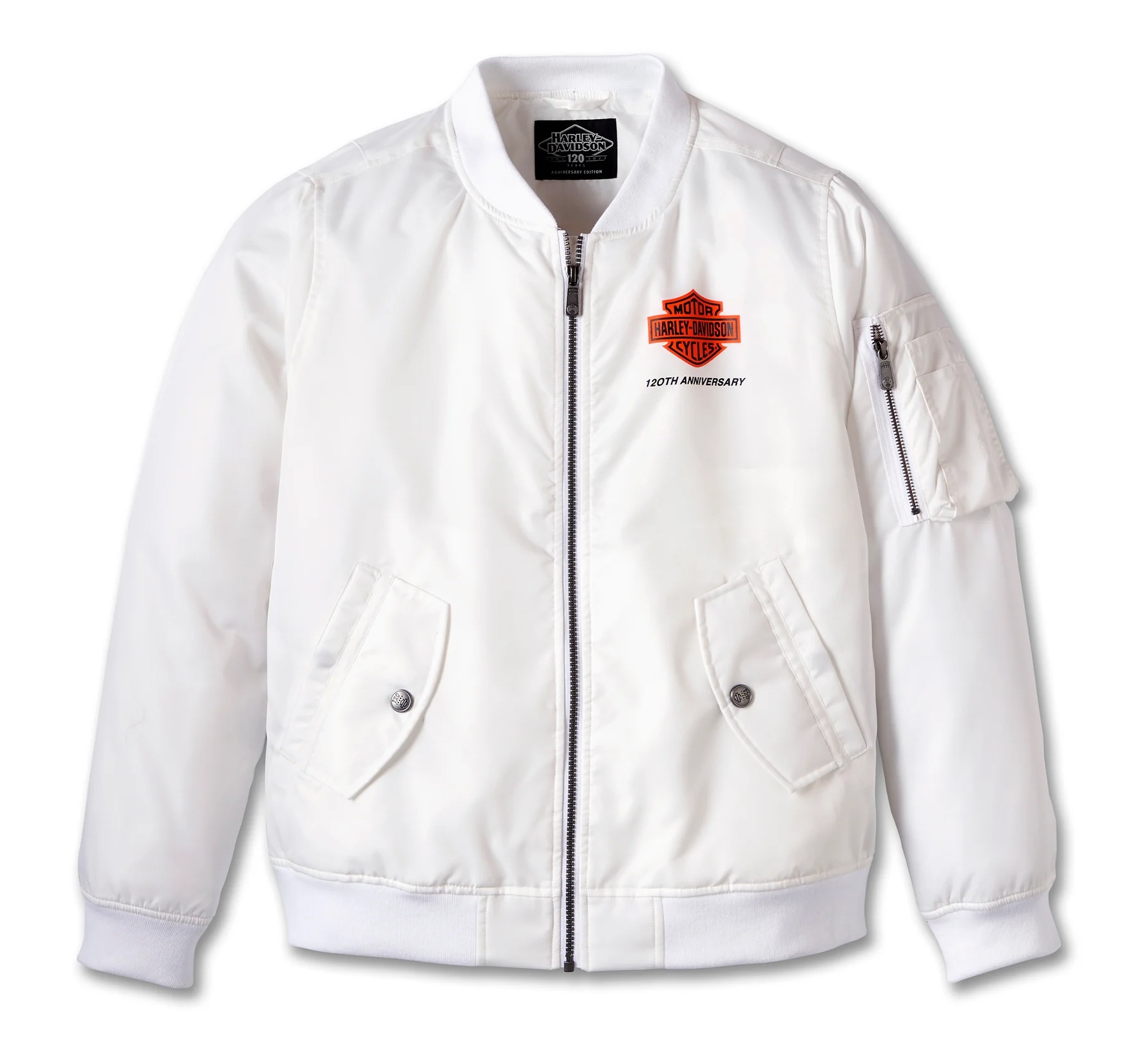 Women’s White Leather Bomber Jacket
