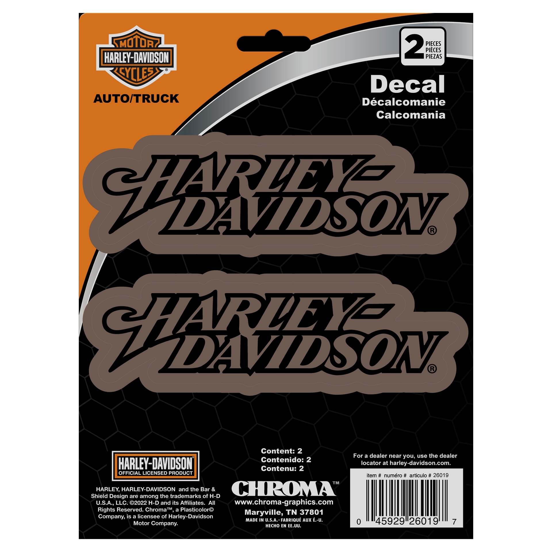 Harley-Davidson Decal Set Chroma Text in Bronze at Thunderbike Shop