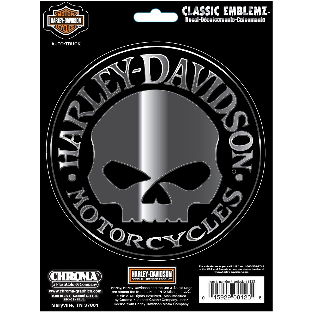 Harley-Davidson Aufkleber Classic Skull im Thunderbike Shop