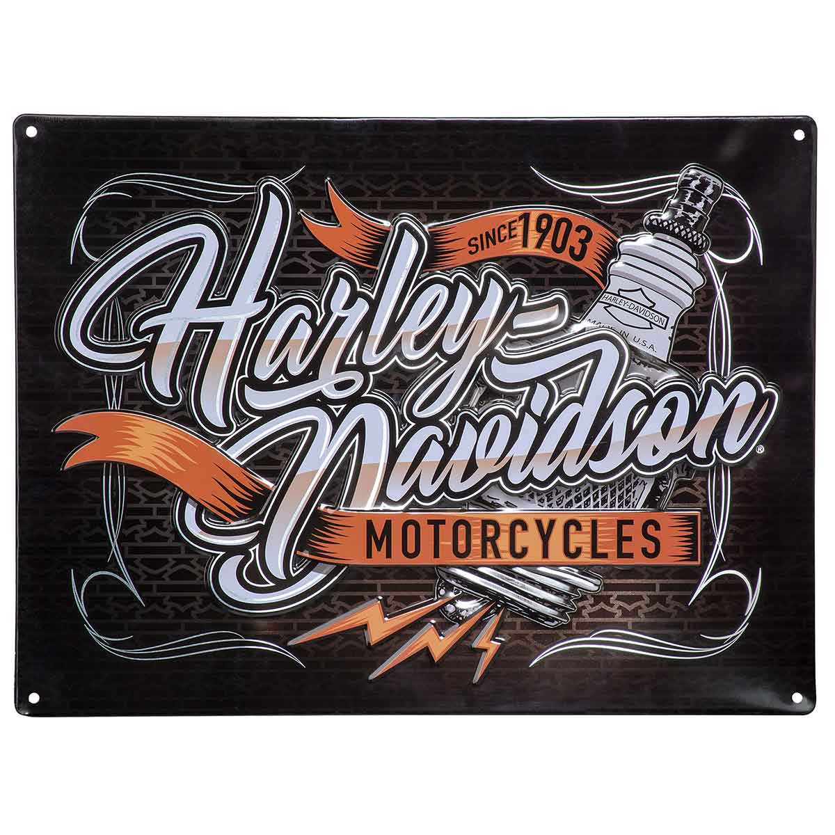 Harley-Davidson Spark Plug Tin Sign at Thunderbike Shop