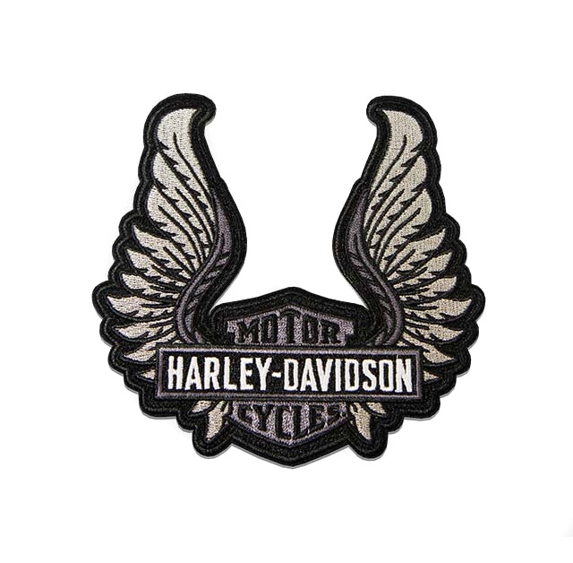 HARLEY DAVIDSON MOTOR CYCLE GRAY ORANGE WING PATCH